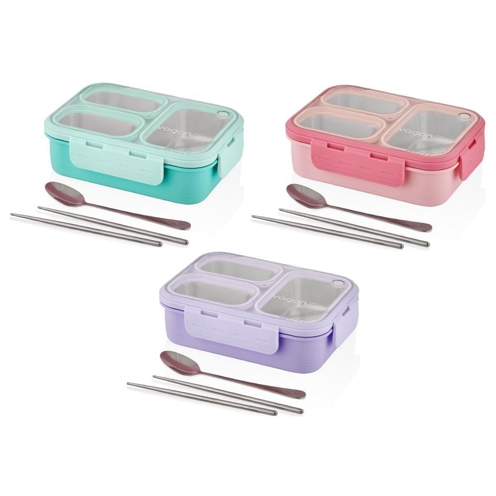 Vagonlife 620 Ml 3 Bölmeli Paslanmaz Çelik LunchboxBeslenme Çantaları