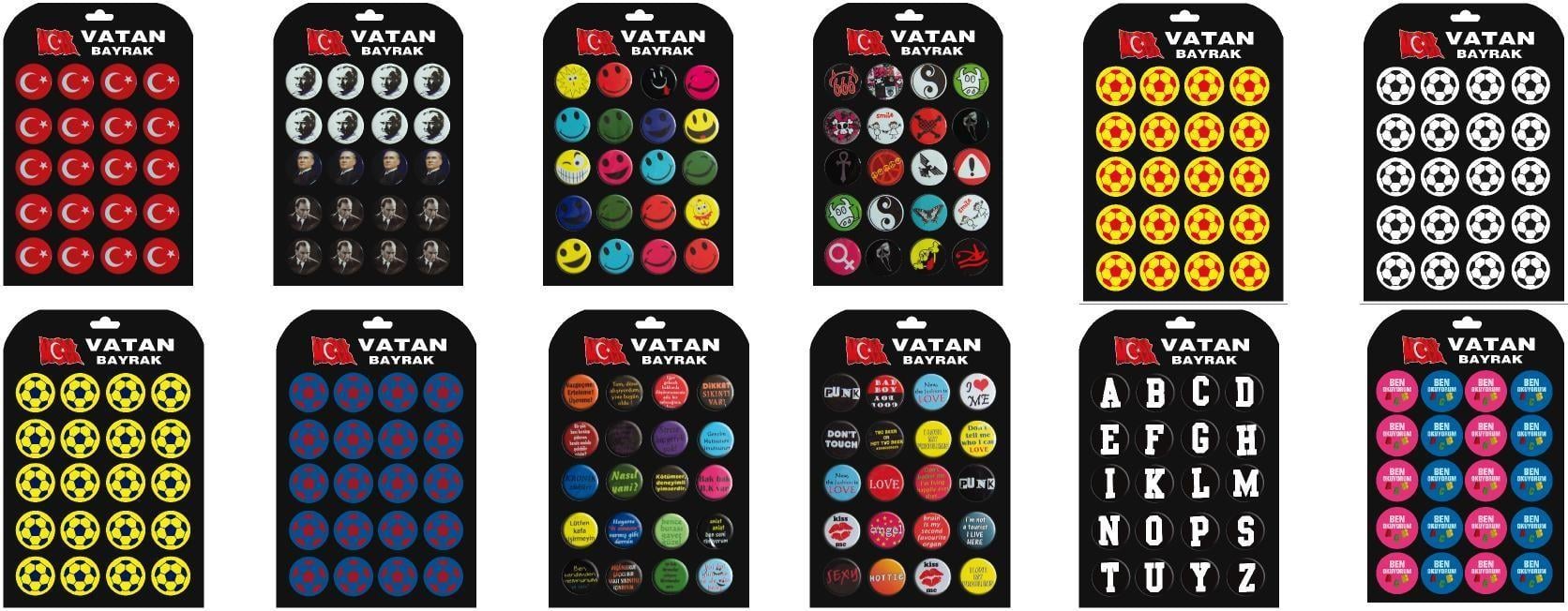Vatan Çanta Rozeti Karışık *20 VT653Vatan Çanta Rozeti Karışık *20 - Kirtasiyem.netRozet