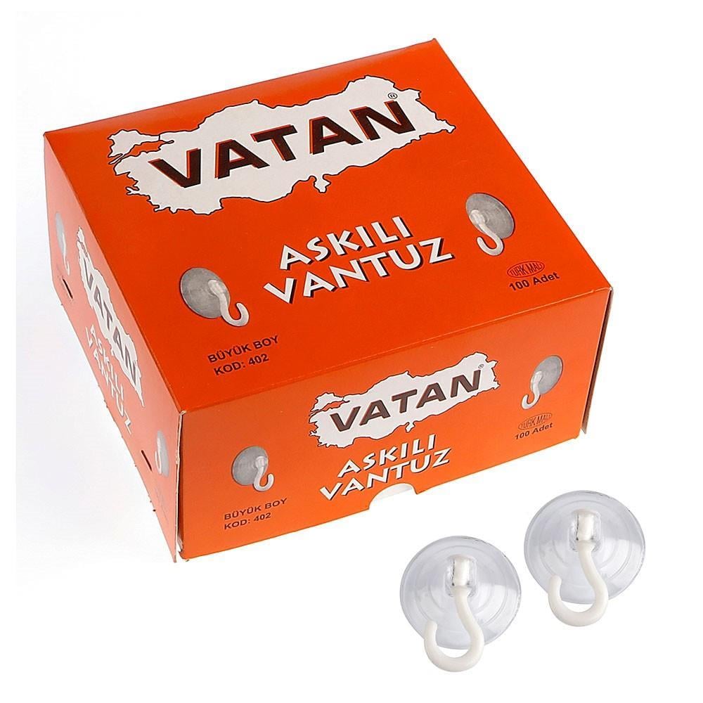 Vatan Vantuz Askılı Büyük Boy VT402 100 lü Vatan Vantuz Askılı Büyük Boy VT402 ( 1 ADET) - Kirtasiyem.netMasaüstü Gereçleri