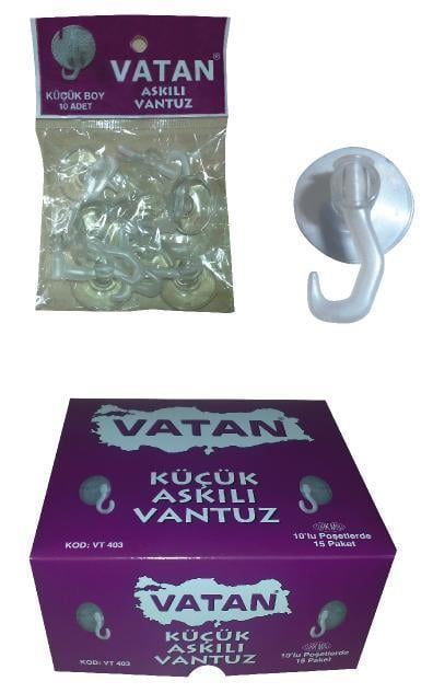 Vatan Vantuz Askılı Küçük Boy 10.Lu VT403Vatan Vantuz Askılı Küçük Boy 10.Lu - Kirtasiyem.netDiğer Ciltleme Malzemeleri