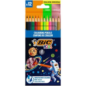 Bic Cosmo Kuru Boya Kalemi 12 Renk (6 Standart + 3 Metalik + 3 Neon)Tükenmez Kalemler