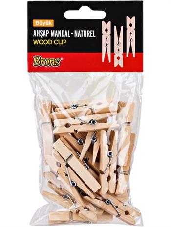Brons Ahşap Mandal Naturel Büyük Br-907