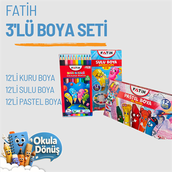 FATİH 3'LÜ BOYA SETİ( 1 PASTEL BOYA+1 SULU BOYA+1 KURU BOYA)Diğer Kırtasiye Ürünleri