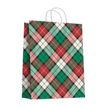 Hilal 25X12X31 Büküm Saplı Poşet Yılbaşı Ekose 