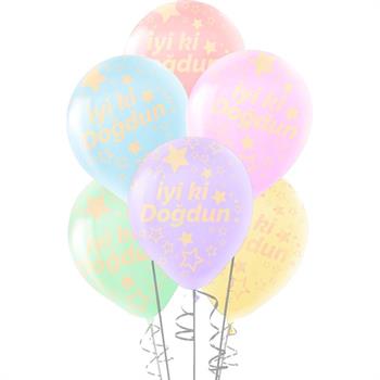 Hilal Çepeçevre Baskılı Makaron Balon 100 Lü -İyiki Doğdun