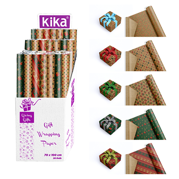 Hilal Kika Rulo Hediye Paket Kağıdı 70X100 Kraft Yılbaşı_50
