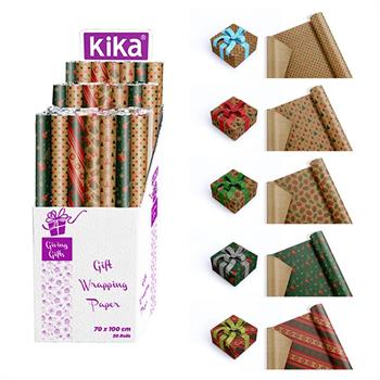 Hilal Kika Rulo Hediye Paket Kağıdı 70X100 Kraft Yılbaşı_50