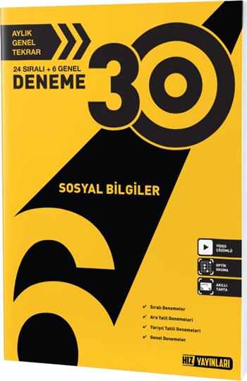 Hız Yayınları 6. Sınıf Sosyal Bilgiler Deneme 30 Lu