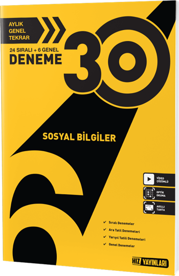 Hız Yayınları 6. Sınıf Sosyal Bilgiler Deneme 30 Lu