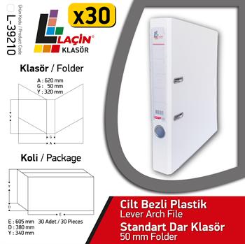 Laçin Dar Büro Klasörü Beyaz (1Koli 30 Adet)