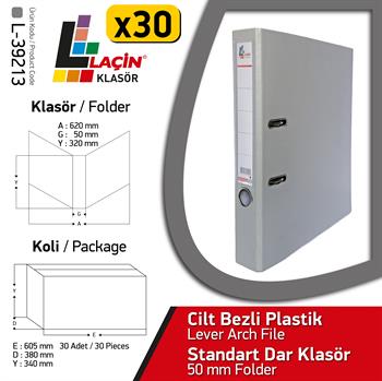 Laçin Dar Büro Klasörü Gri (1Koli 30 Adet)