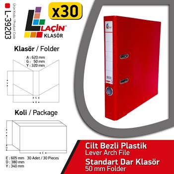 Laçin Dar Büro Klasörü Kırmızı (1Koli 30 Adet)