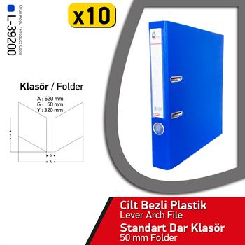 Laçin Dar Büro Klasörü Mavi (1 Koli 10 Adet)