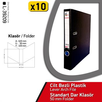 Laçin Dar Büro Klasörü Siyah (1 Koli 10 Adet)