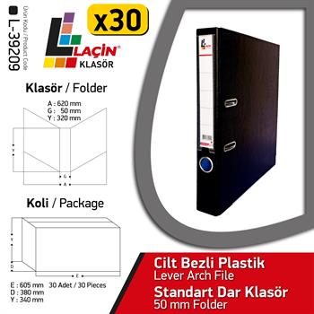 Laçin Dar Büro Klasörü Siyah (1Koli 30 Adet)