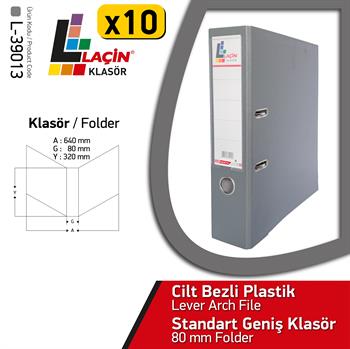 Laçin Geniş Büro Klasörü Gri (1 Koli 10 Adet )