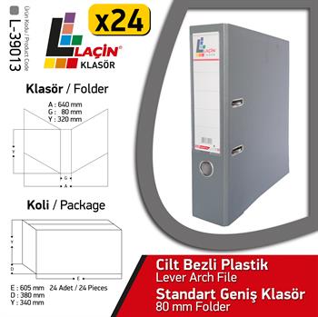 Laçin Geniş Büro Klasörü Gri (1 Koli 24 Adet )