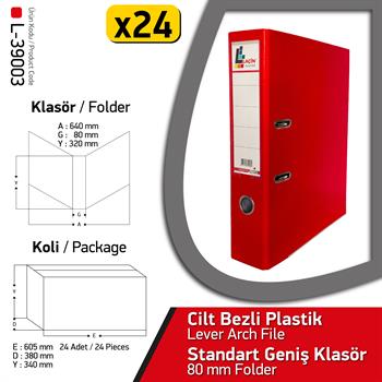 Laçin Geniş Büro Klasörü Kırmızı (1 Koli 24 Adet )