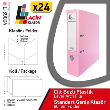 Laçin Geniş Büro Klasörü Pembe (1 Koli 24 Adet )