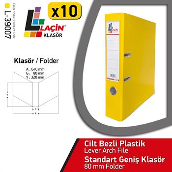 Laçin Geniş Büro Klasörü Sarı (1 Koli 10 Adet )