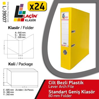 Laçin Geniş Büro Klasörü Sarı (1 Koli 24 Adet )