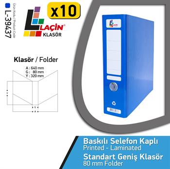 Laçin Geniş Büro Klasörü Selefonlu (1 Koli 10 Adet )
