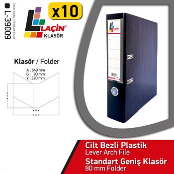 Laçin Geniş Büro Klasörü Siyah (1 Koli 10 Adet )