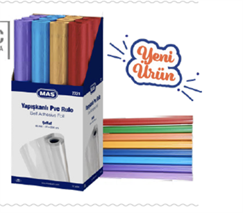 Mas Yapışkanlı Pvc Rulo - 80 Mic - 45 x 200 Cm - Karışık Renk 7721