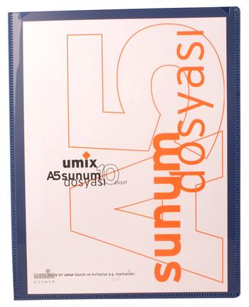 Umix Sunum Dosyası Önden Cepli A5 Standart 10.Lu Lacivert U1191