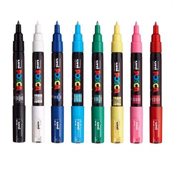 Uni Posca 0.7 Su Bazlı Poster Markörü Anarenk 8Li 