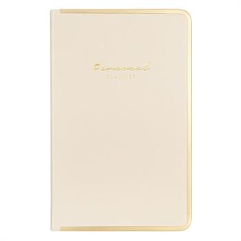 Vj 123-0234 Monaco Vegan Deri Sert Kapak Defter 100Gr. 96Yaprak 13X21 Cm. Kenar Altın Demir Ve Altın Yaldız Çizgili Krem