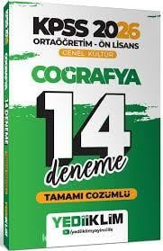 2026 KPSS Ortaöğretim Ön Lisans Genel Kültür Coğrafya Tamamı Çözümlü 14 Deneme - Yediiklim Yayınları - KPSSKPSS Hazırlık