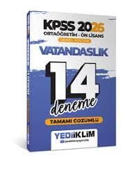 2026 KPSS Ortaöğretim Ön Lisans Genel Kültür Vatandaşlık Tamamı Çözümlü 14 Deneme - Yediiklim Yayınları - KPSSKPSS Hazırlık