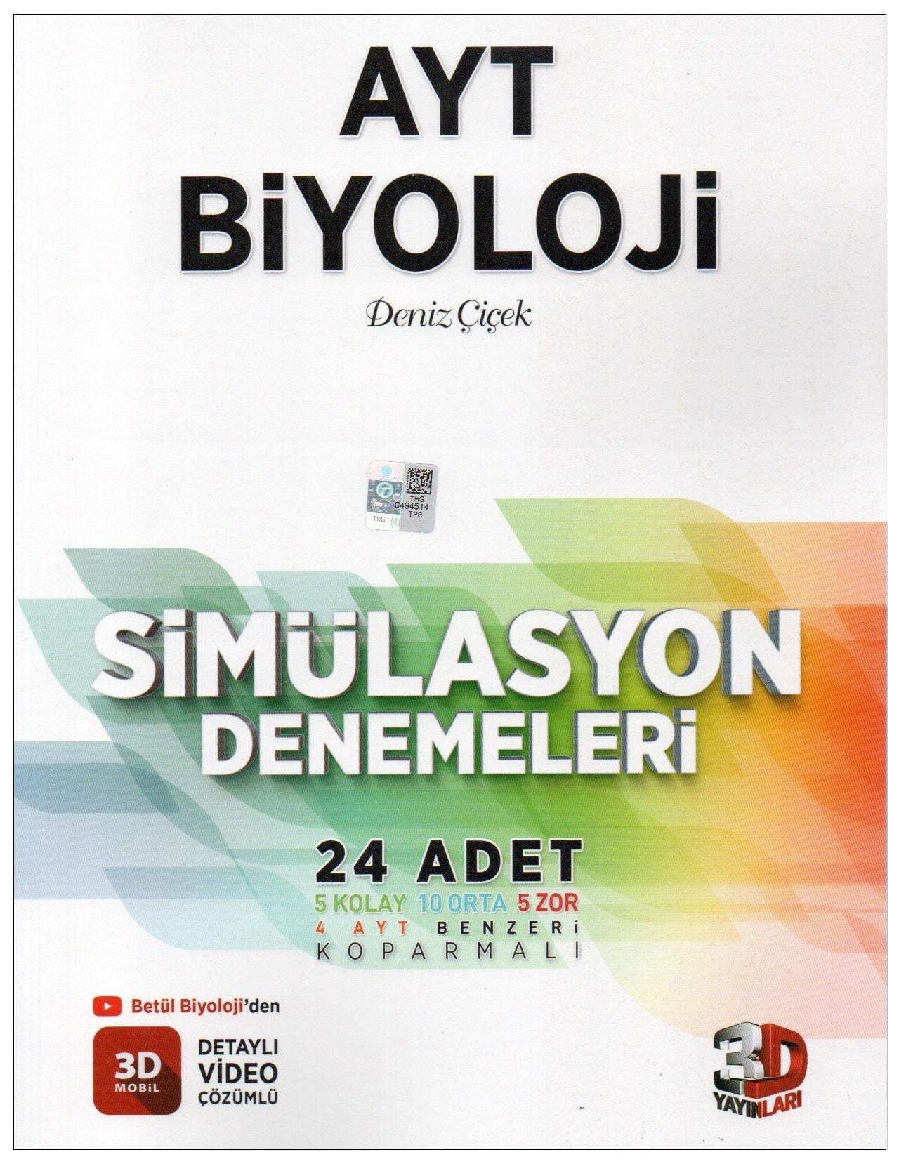 3D Yayınları Ayt Sım. Biyoloji Denemeleri3D Yayınları Ayt Sım. Biyoloji Denemeleri - Kirtasiyem.netAYT