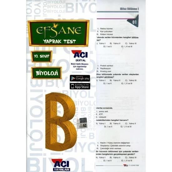 Açı 10. Sınıf Biyoloji Çek Kopar Yaprak TestAçı 10. Sınıf Biyoloji Çek Kopar Yaprak Test - Kirtasiyem.netLise