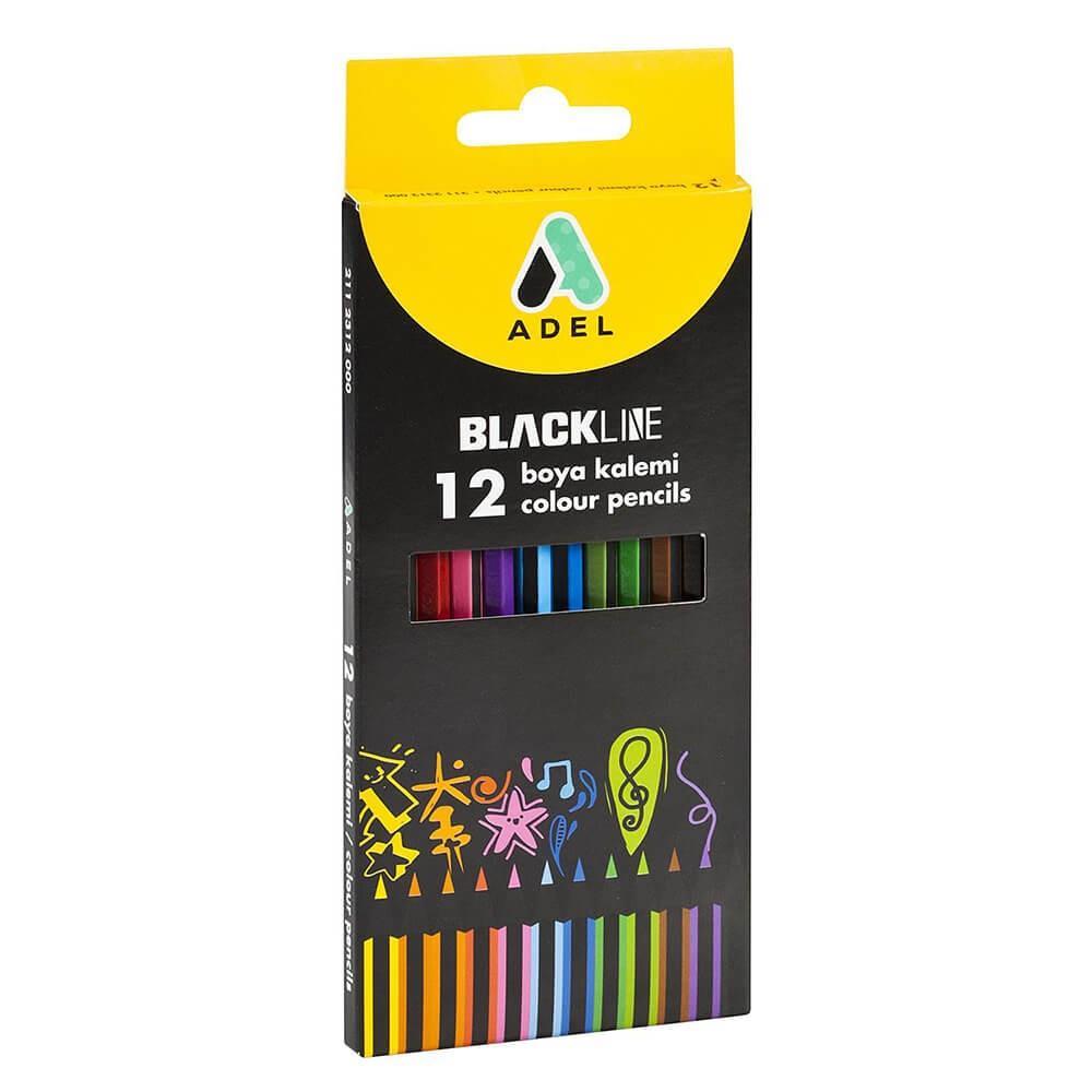 Adel Blackline Boya Kalemi Tam Boy 12 Renk Adel Blackline Boya Kalemi Tam Boy 12 Renk  - Kırtasiyem.netKuru Boyalar