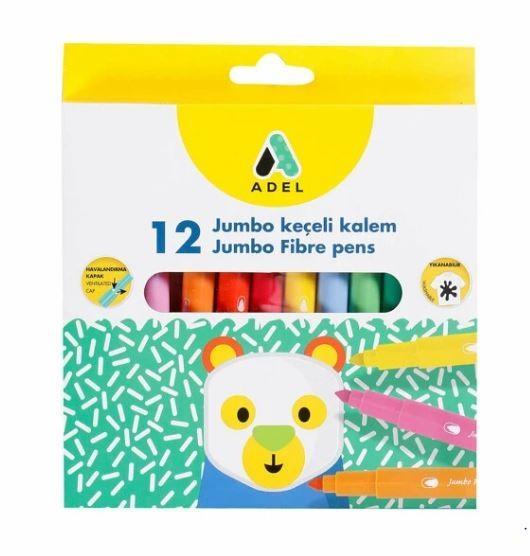 Adel Jumbo Keçeli Kalem 12'LiAdel Jumbo Keçeli Kalem 12'Li - Kırtasiyem.netKeçeli Kalemler