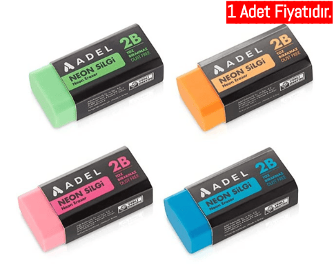 Adel Neon Dust-Free Silgi, 4 Renk_30   (1 ADET)Adel Neon Dust-Free Silgi, 4 R., *30 - Kirtasiyem.netSilgiler