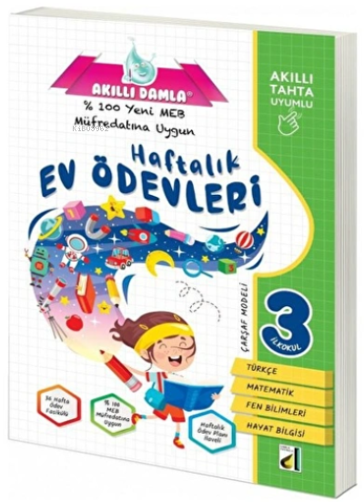 Akıllı Damla Haftalık Ev Ödevleri 3. SınıfAkıllı Damla Haftalık Ev Ödevleri 3. Sınıf - Kirtasiyem.netOkul Çağı 6-10 Yaş 