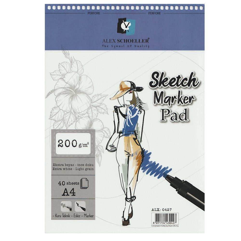 Alex A4 200 Gr 40.Lı Spr Sketch-Marker Pad Alx:0427Alx.A4 200 Gr 40.Lı Spr Sketch-Marker Pad Alx:0427 - Kirtasiyem.netEskiz Defterleri