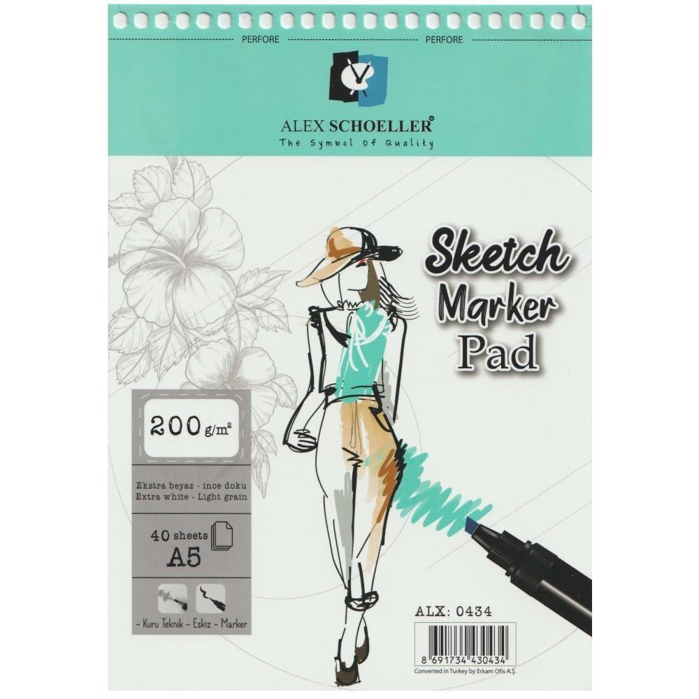 Alex A5 200 Gr 40.Lı Spr Sketch-Marker Pad Alx:0434Alx.A5 200 Gr 40.Lı Spr Sketch-Marker Pad Alx:0434 - Kirtasiyem.netEskiz Defterleri