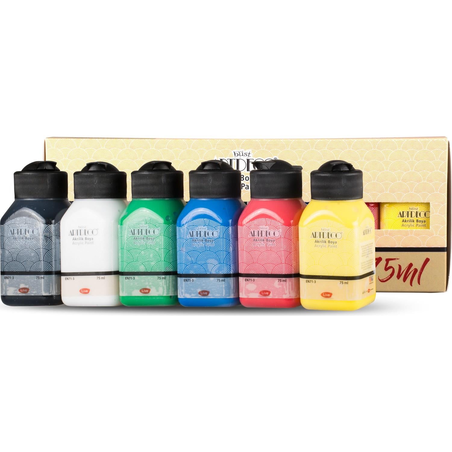 Artdeco Akrilik Boya 6x75ml Set - Canlı Renkler Artdeco Akrilik Boya 6x75ml Set - Canlı Renkler  - Kırtasiyem.netAkrilik Boyalar	