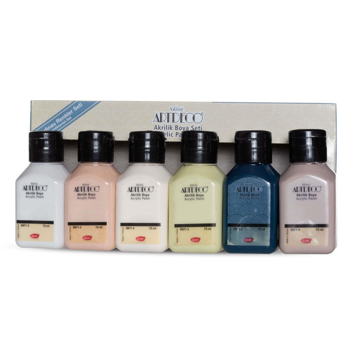 Artdeco Akrilik Boya Seti 6X75Ml İskandinav RenklerArtdeco Akrilik Boya Seti 6x75ml İskandinav Renkler - Kirtasiyem.netParmak Boyalar