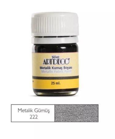 Artdeco Metalik Kumaş Boyası 25 Ml Extra Gümüş 222AArtdeco Metalik Kumaş Boyası 25 Ml Extra Gümüş 222A - Kırtasiyem.netKumaş Boyaları