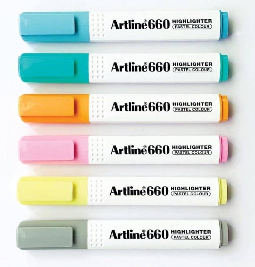 Artline 660 Fosforlu Kalem Kesik Uç:1,0-4,0mm 6'lı Pastel setArtline 660 Fosforlu Kalem Kesik Uç:1,0-4,0mm 6'lı Pastel set - Kirtasiyem.netFosforlu Kalemler