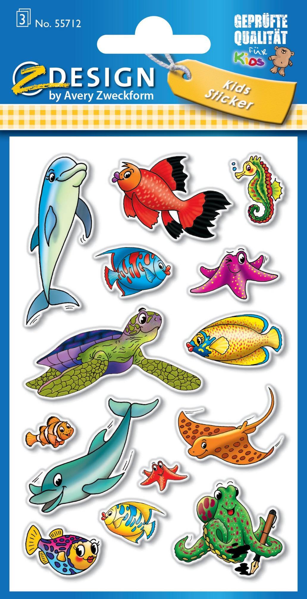 Avery Sticker Kids Fantasty Deniz Hayvanları /3 55712Avery Sticker Kids Fantasty Deniz Hayvanları /3 55712 - Kirtasiyem NetStickerlar
