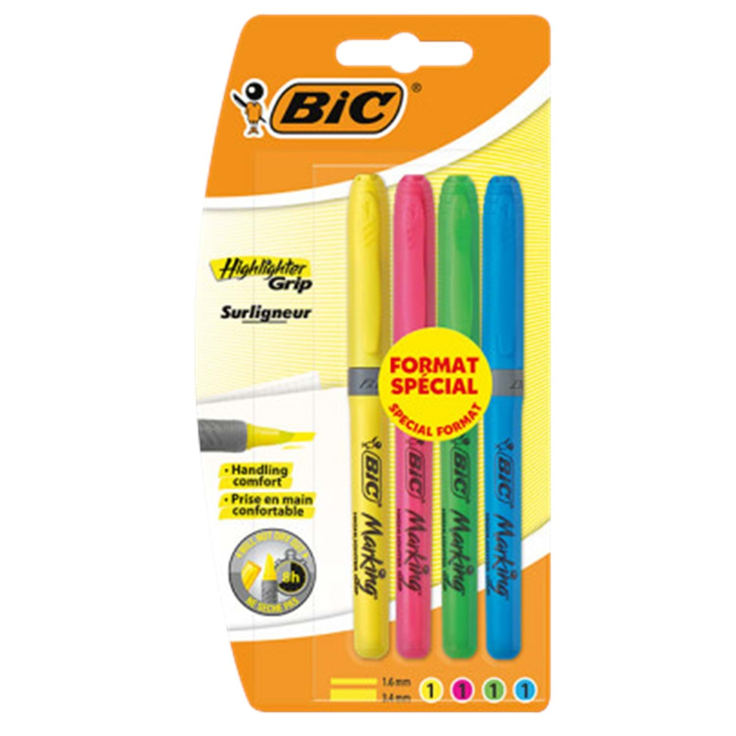 Bic Fosforlu Kalem Grip 4'lü BlisterBic Fosforlu Kalem Grip 4'lü Blister - Kirtasiyem.netFosforlu Kalemler