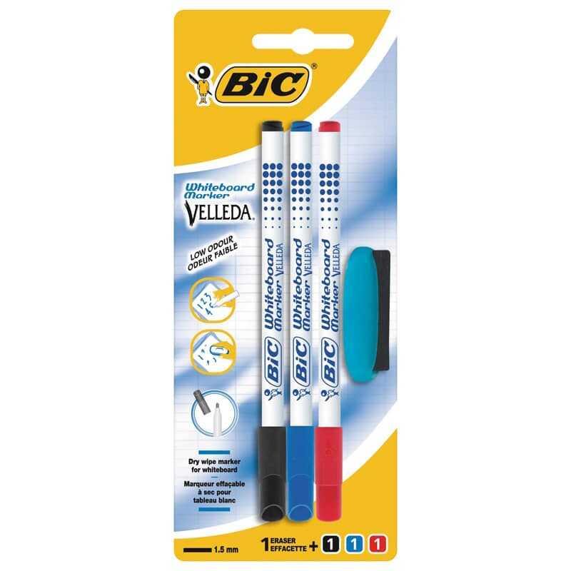 Bic Velleda 1721 Çocuk Tahta Kalemi  4'Lü Blister (3 Kalem+Silgi)Dövme Kalemleri