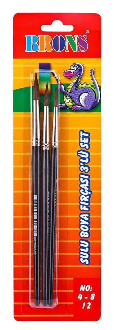 Brons 145 Serisi Sulu Fırça Set 3 Lu (4/8/12) Br-674Brons 145 Serisi Sulu Fırça Set 3 Lu (4/8/12) Br-674 - Kırtasiyem.netSulu Boya Fırçası