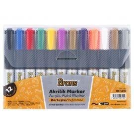 Brons Akrilik Marker Kalem 12'Li Takım Br-4000Brons Akrilik Marker Kalem 12'Li Takım Br-4000 - Kirtasiyem.netMarkörler